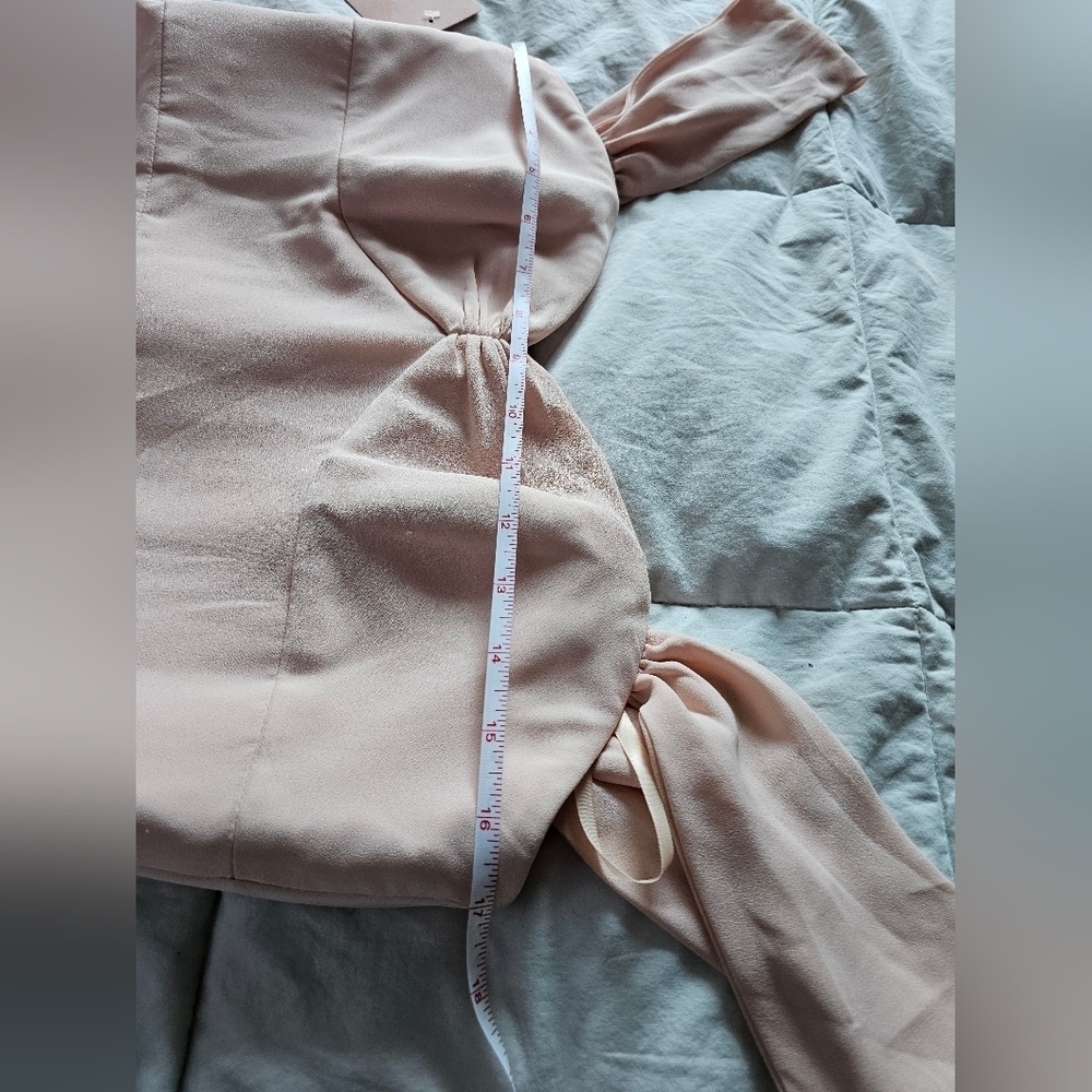 NWT BHLDN Anthropologie MUNROE GEORGETTE DRESS- Blush Pale Pink SIZE 10 - Picture 4 of 11